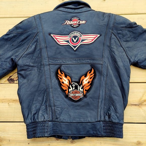 Vintage Black Leather Jacket Harley Davidson Motor